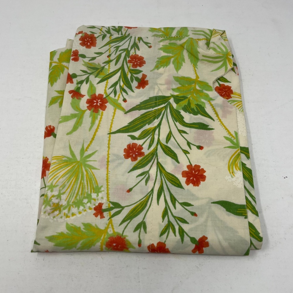 Vintage Utica JP Stevens Floral Pillowcase Standard Percale 1978 Orange Green US